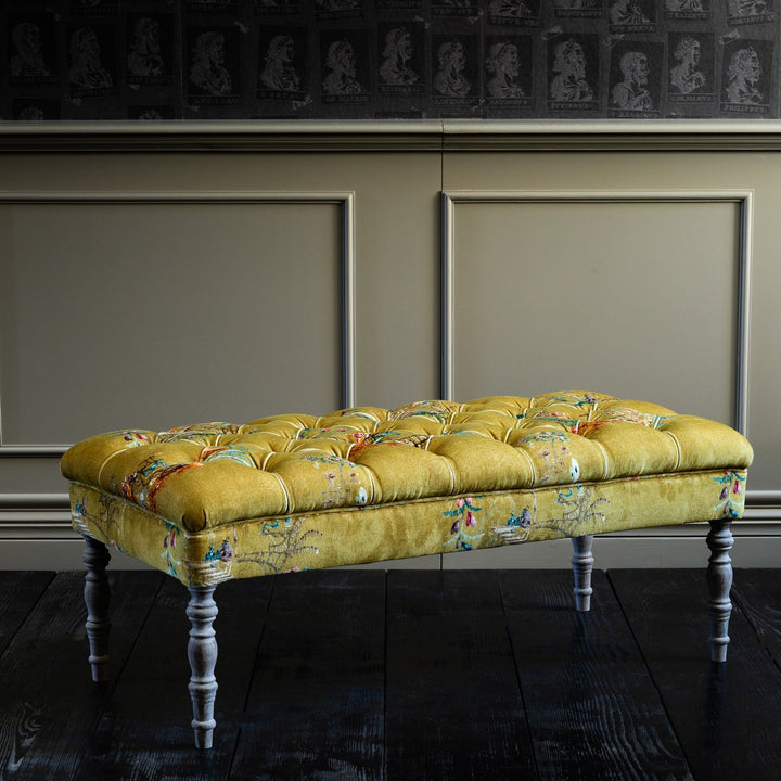 Edward Tufted Bench - Chinoiserie Velvet