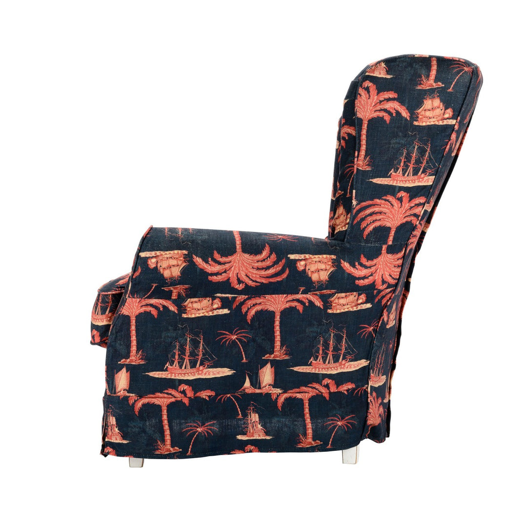 Dakota Skirted Armchair - Aegean Indigo Linen