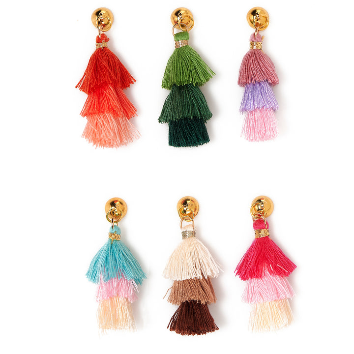 Tiered Tassel Magnetic Wine Glass Charms - Set of 6