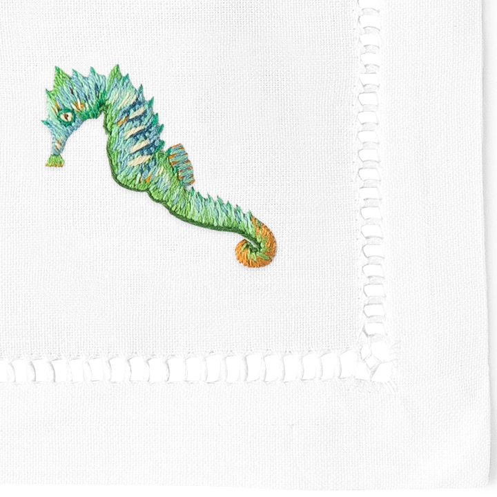Sea Life Embroidered Cocktail Napkins