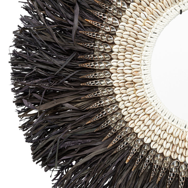 Nassau Hoop Black Raffia Sculpture On Stand