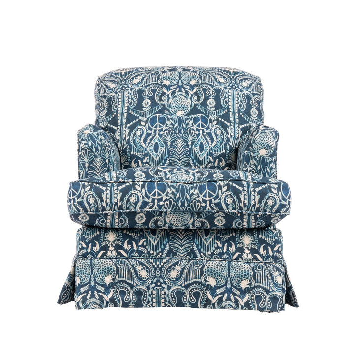 Evelyn Skirted Chair - Jingo Linen Fabric