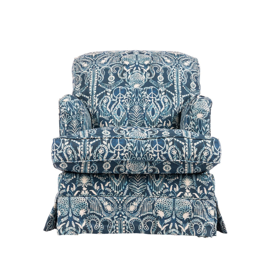 Evelyn Skirted Chair - Jingo Linen Fabric