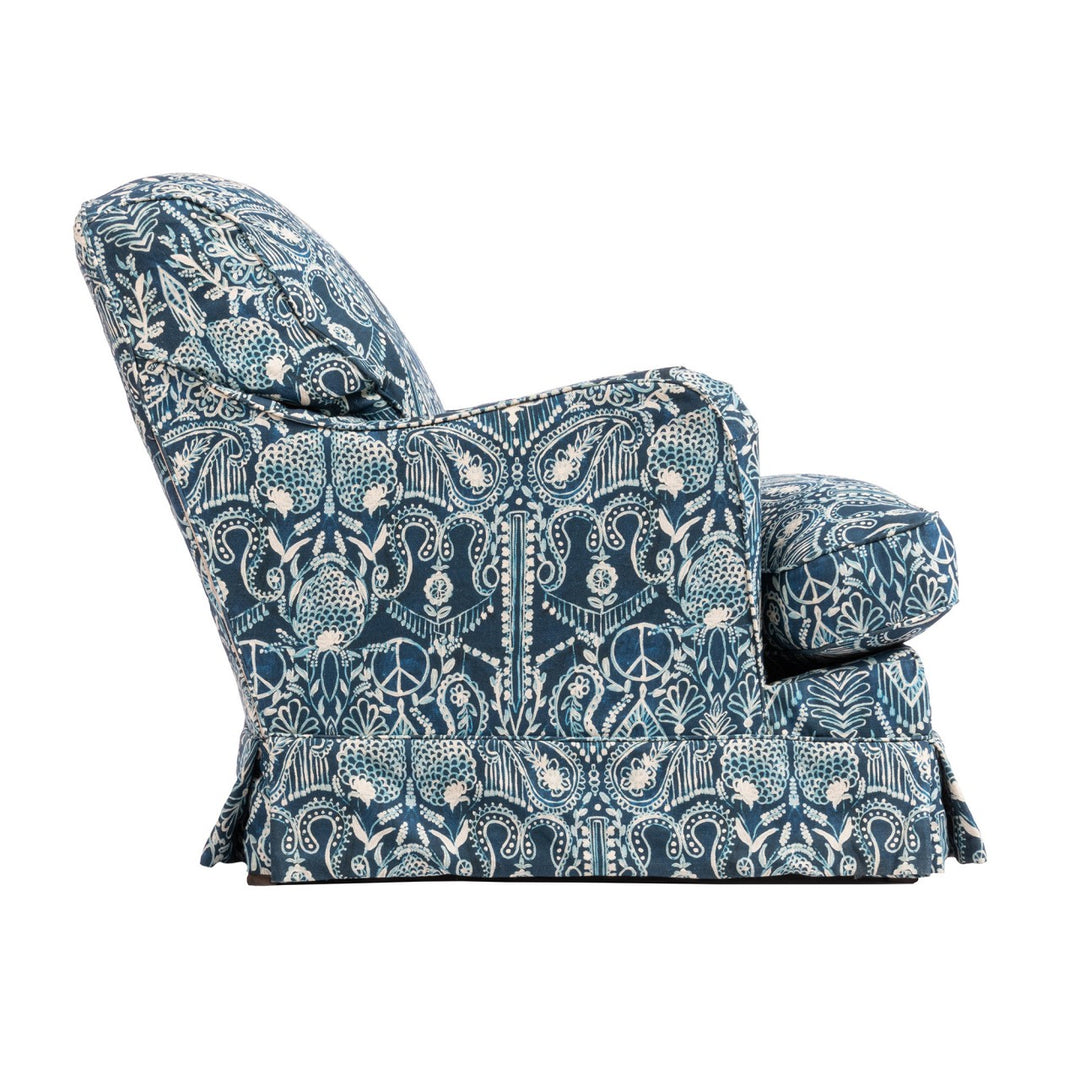Evelyn Skirted Chair - Jingo Linen Fabric