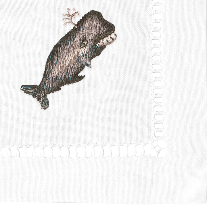 Sea Life Embroidered Cocktail Napkins