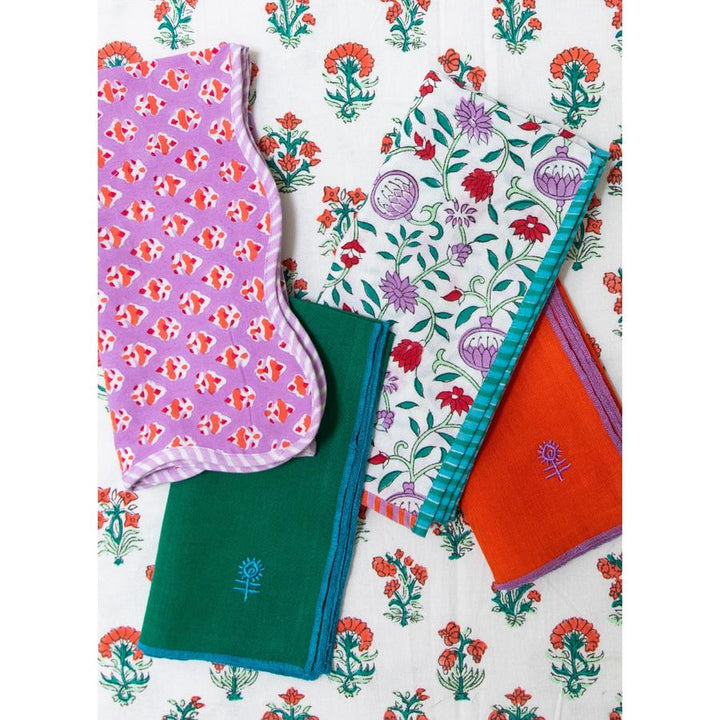 Ambroeus Scalloped Blockprint Napkins - Set of 4