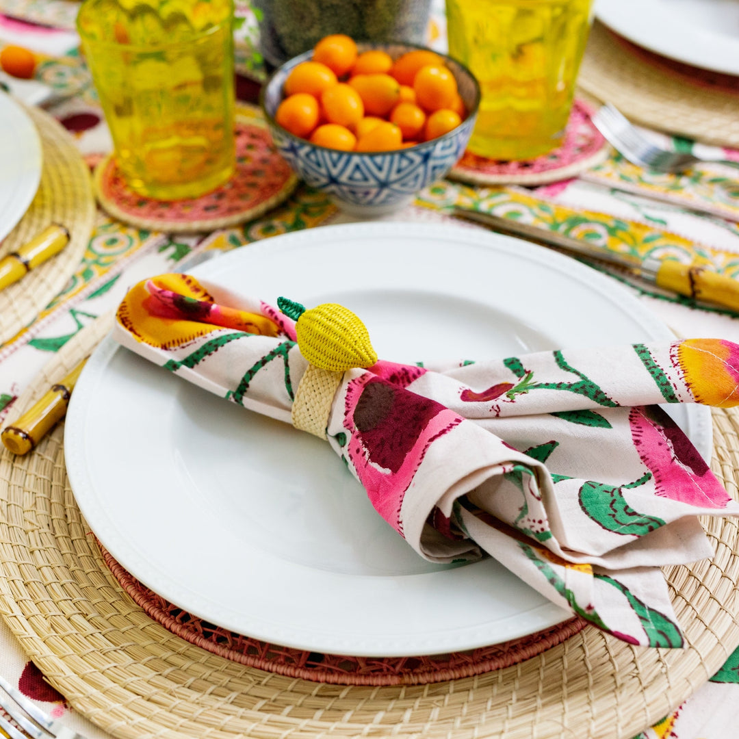 Fruit Basket Raffia Napkin Ring - Set of 6