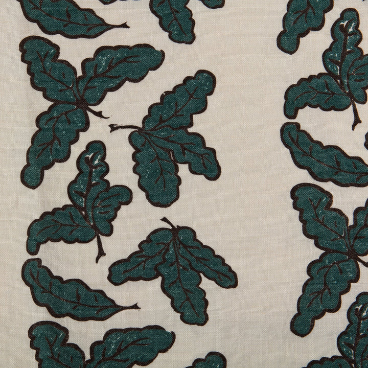 Oak Leaf Linen Fabric in Teal | KD Loves