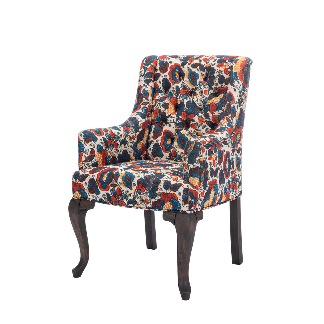 Fitzroy Tufted Chair - Remondini Floral Linen Fabric