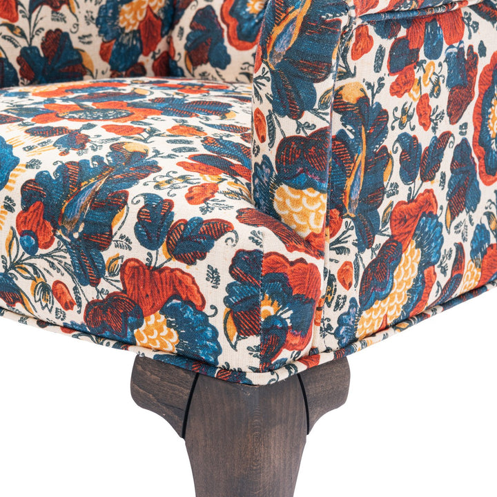 Fitzroy Tufted Chair - Remondini Floral Linen Fabric