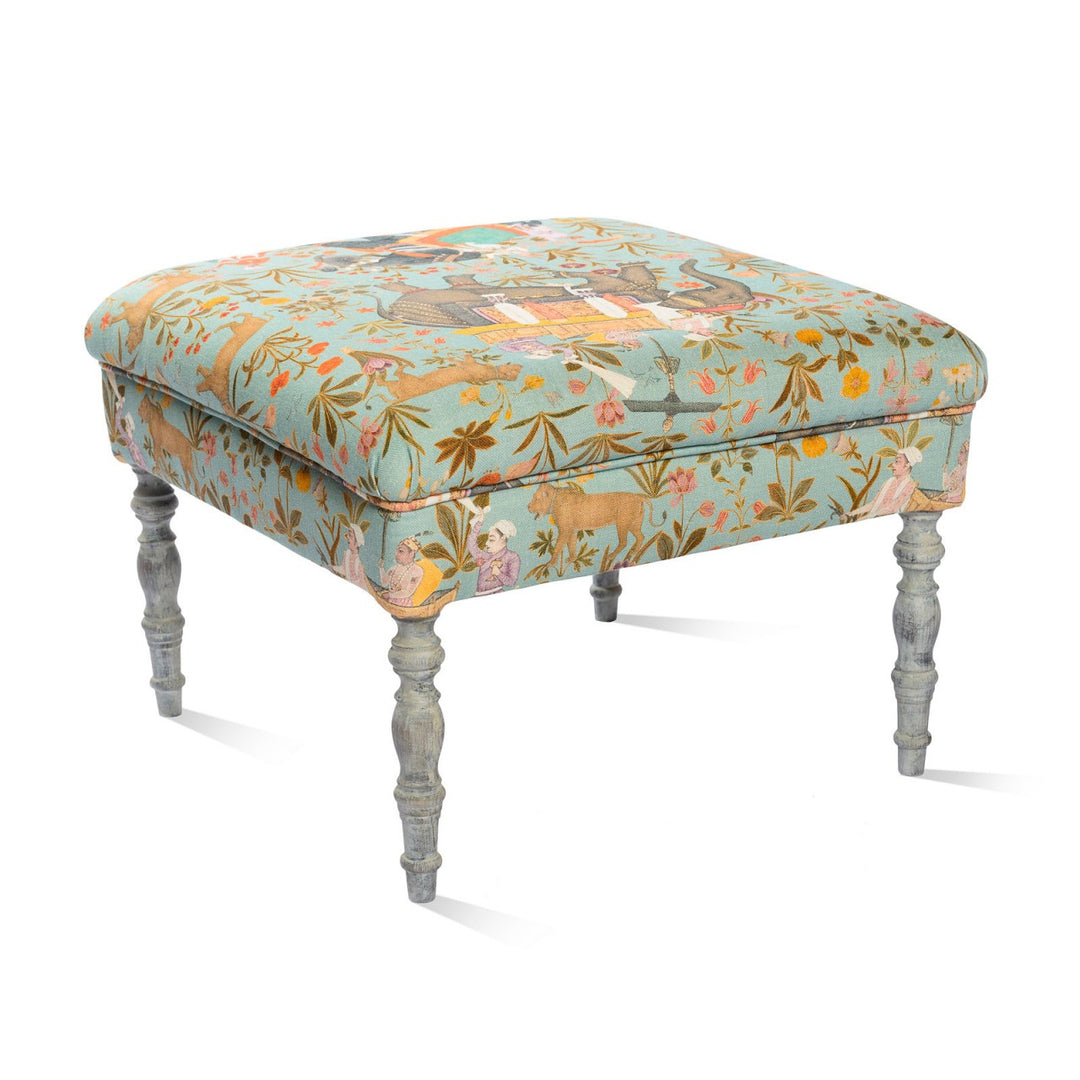 Dubois Ottoman - Hindustan Aquamarine Linen