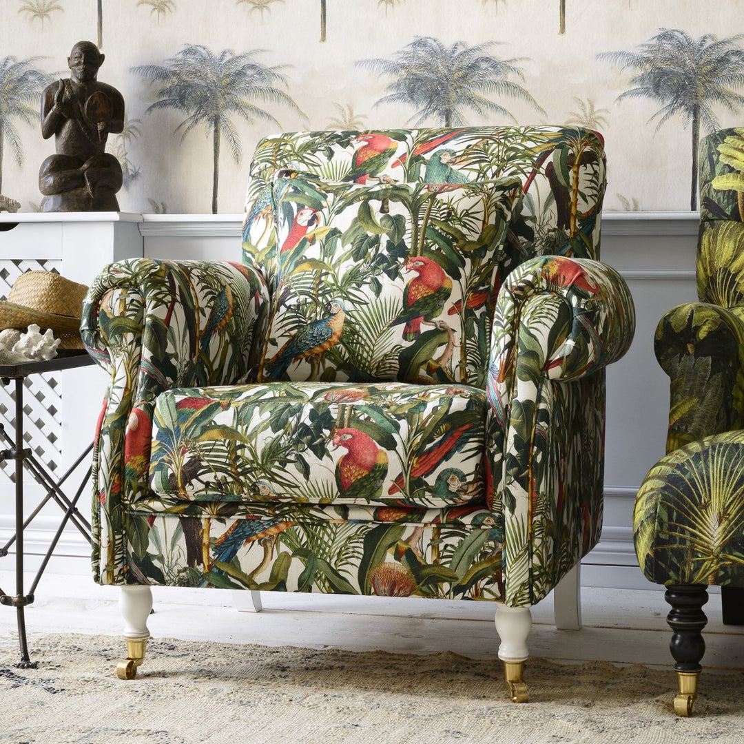 Kingston Armchair - Parrots Of Brazil Linen