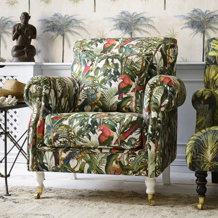 Kingston Armchair - Parrots Of Brazil Linen