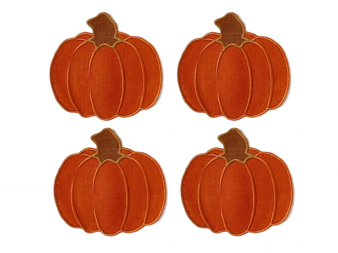 Pumpkin Linen Cocktail Napkins - Set of 4