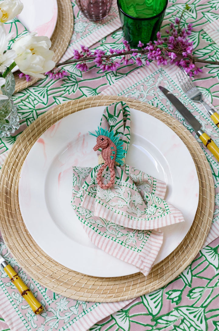 Seahorse Raffia Napkin Ring - Set of 4