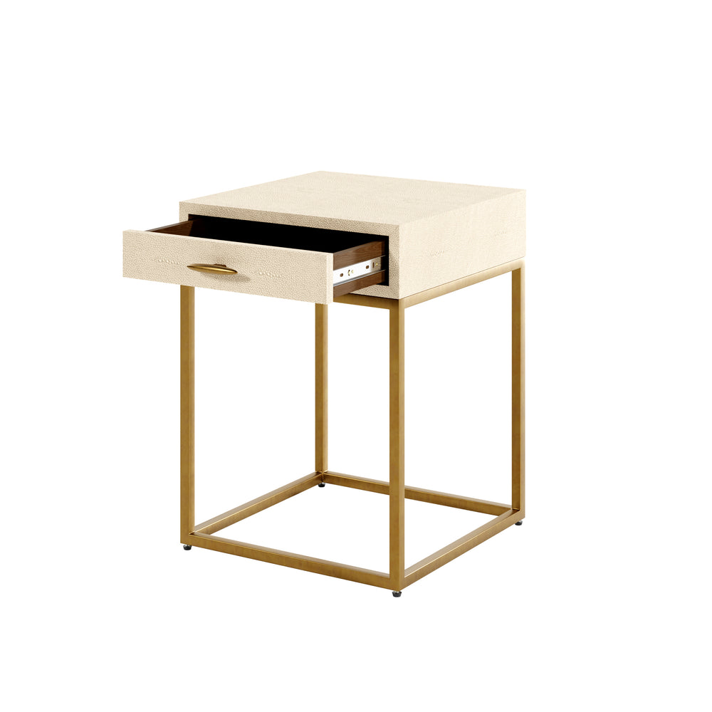 Hampton Bedside Table - Cream Shagreen