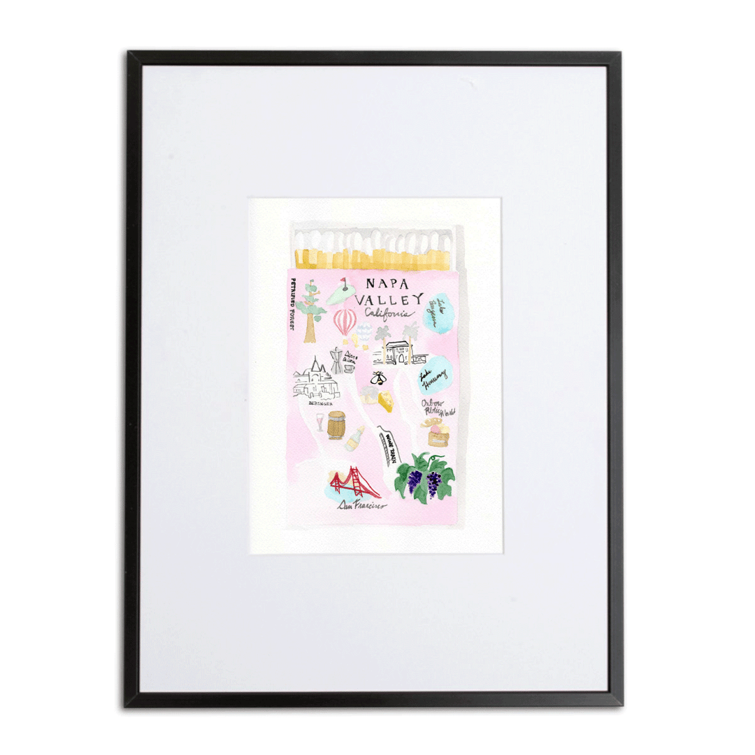 Napa Valley Matchbook Watercolour Print