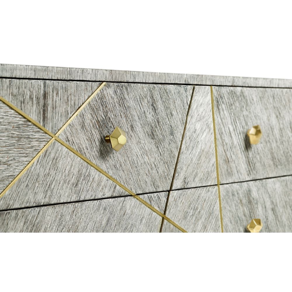 Light French Oak Geometric Chest Of Drawers