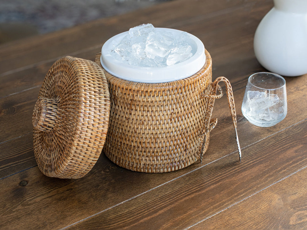 Rattan Bucket With Tongs