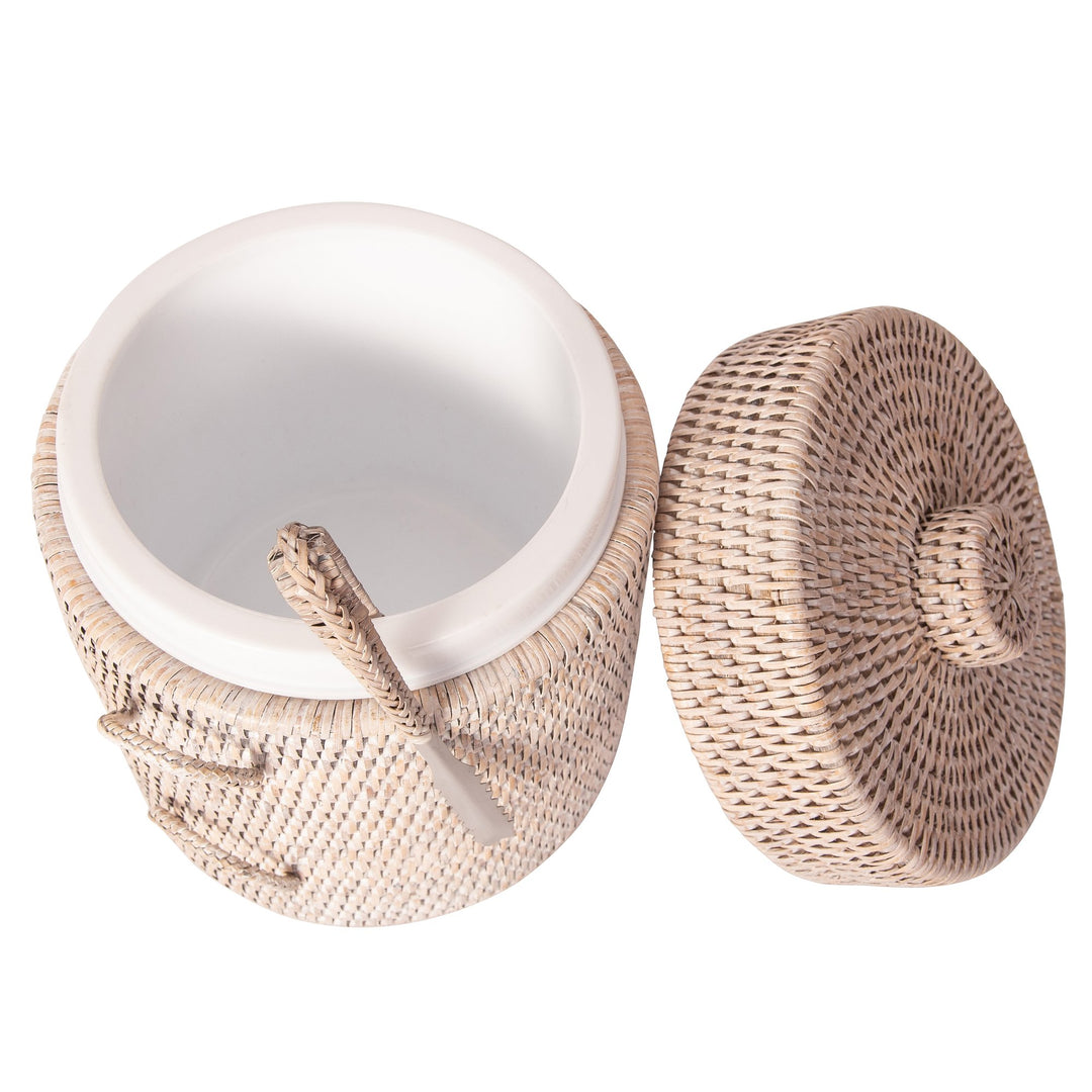 Rattan Ice Bucket - Whitewash