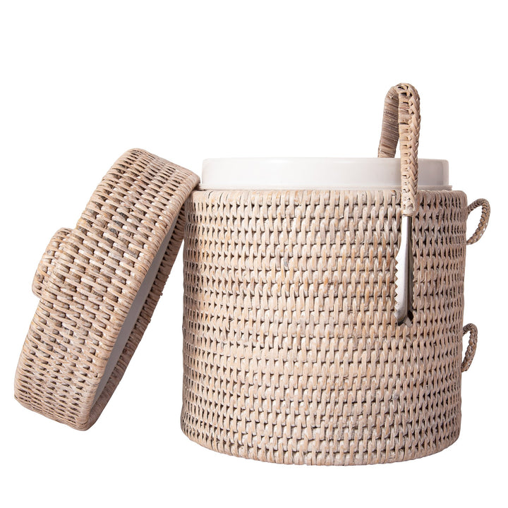 Rattan Ice Bucket - Whitewash
