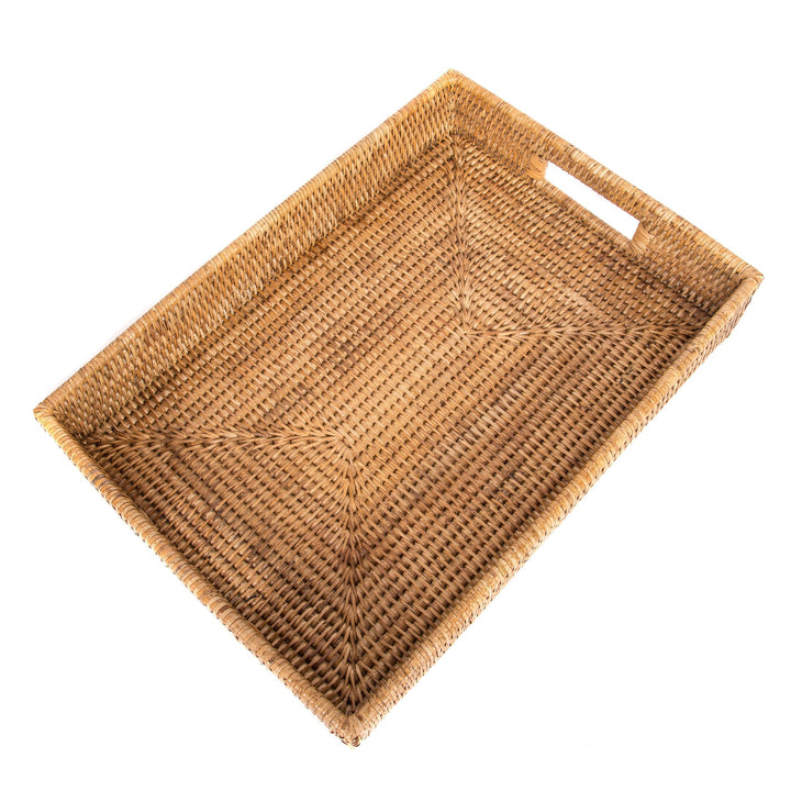 Rattan Rectangular Serving Tray - Honey Brown