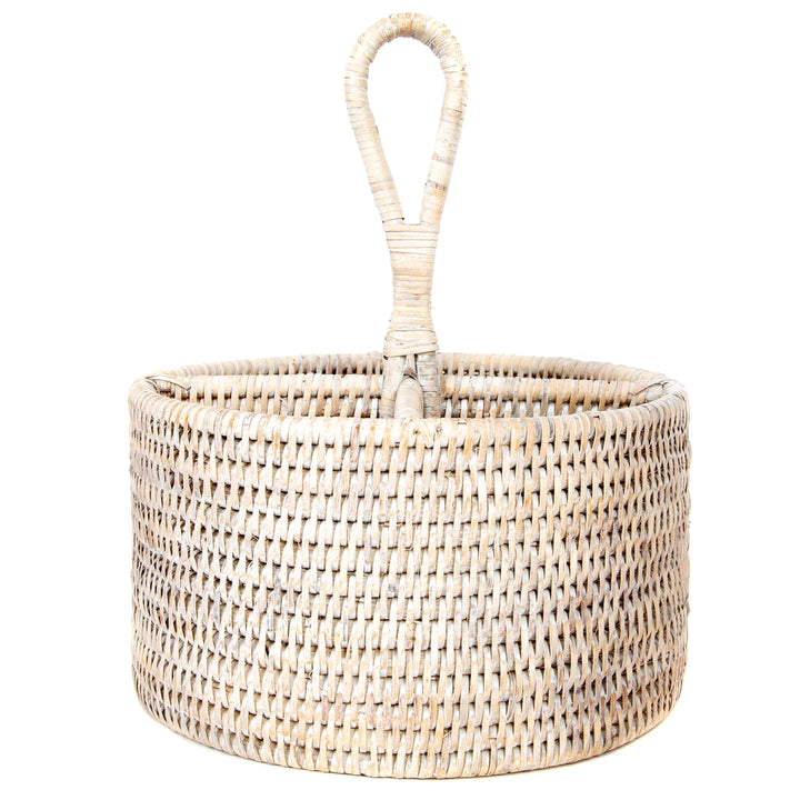 Rattan Cutlery Holder - Whitewash