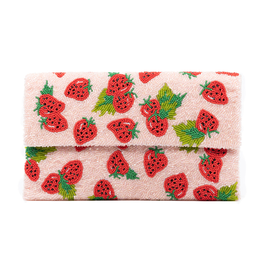 Strawberries Beaded Clutch