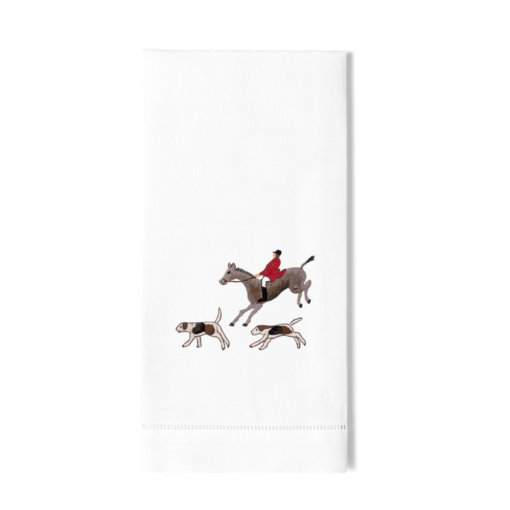 Hunt Scene Cotton Embroidered Hand Towel