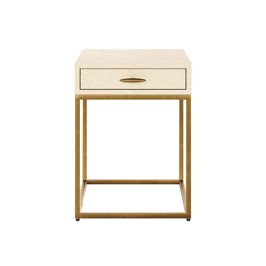 Hampton Bedside Table - Cream Shagreen