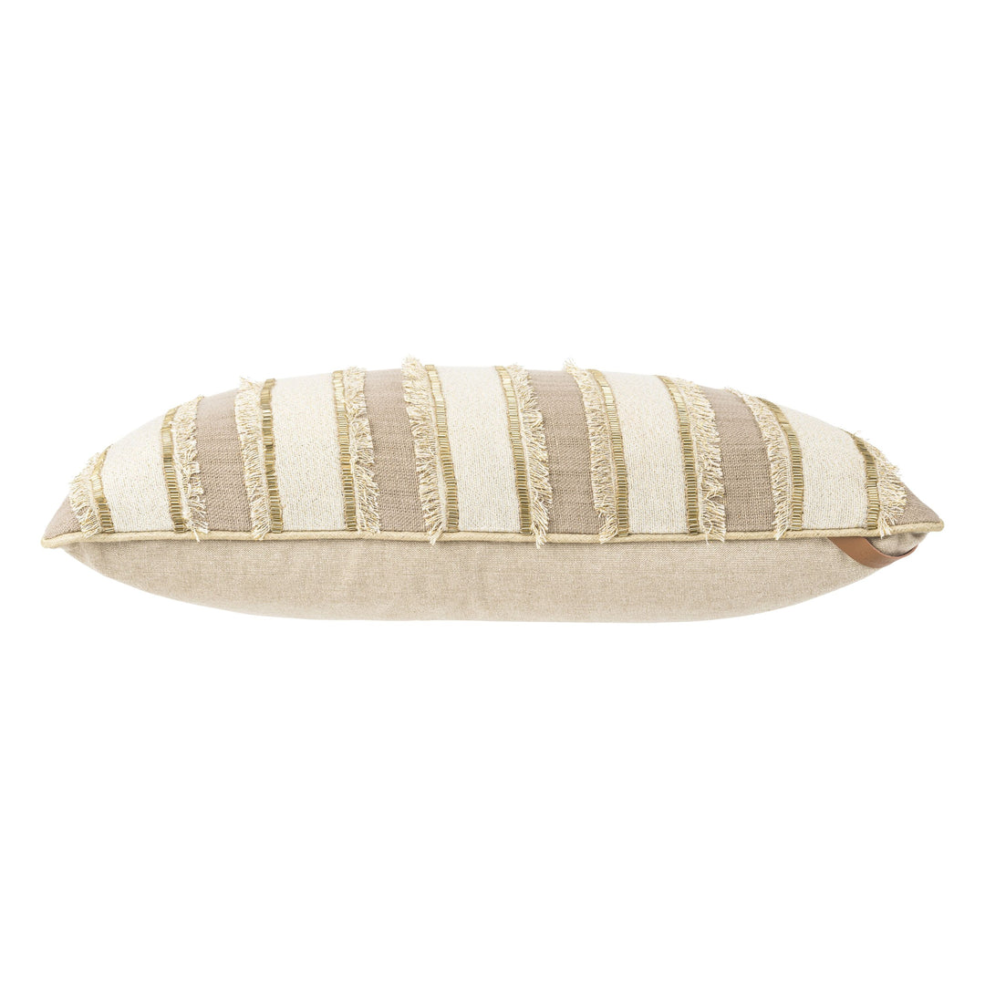 Meknes Linen and Gold Beaded Cushion
