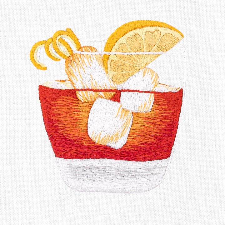 Negroni Cocktail Cotton Embroidered Hand Towel