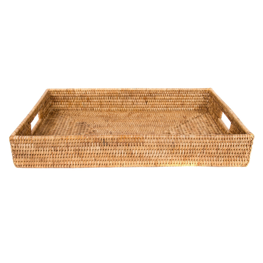 Honey Brown Rattan Rectangular Serving Tray