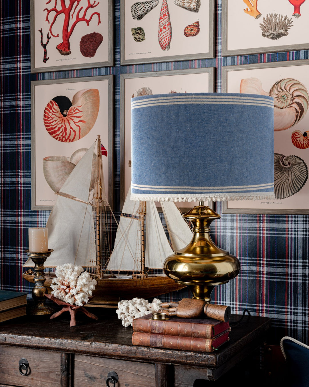 Katalin Blue Linen Lampshade