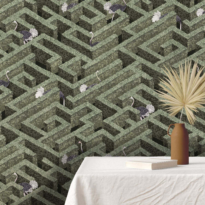 Labyrinth With Ostrich Wallpaper