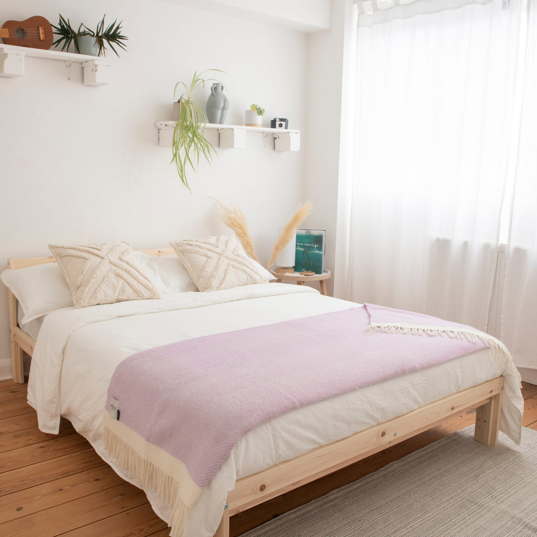 Lilac Herringbone Wool Blanket