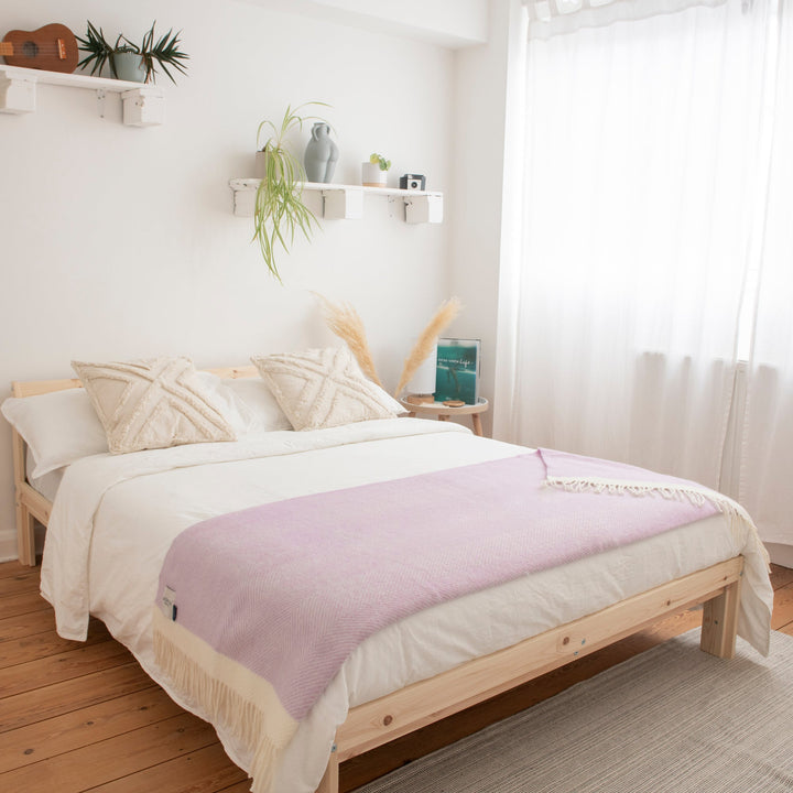 Lilac Herringbone Wool Blanket