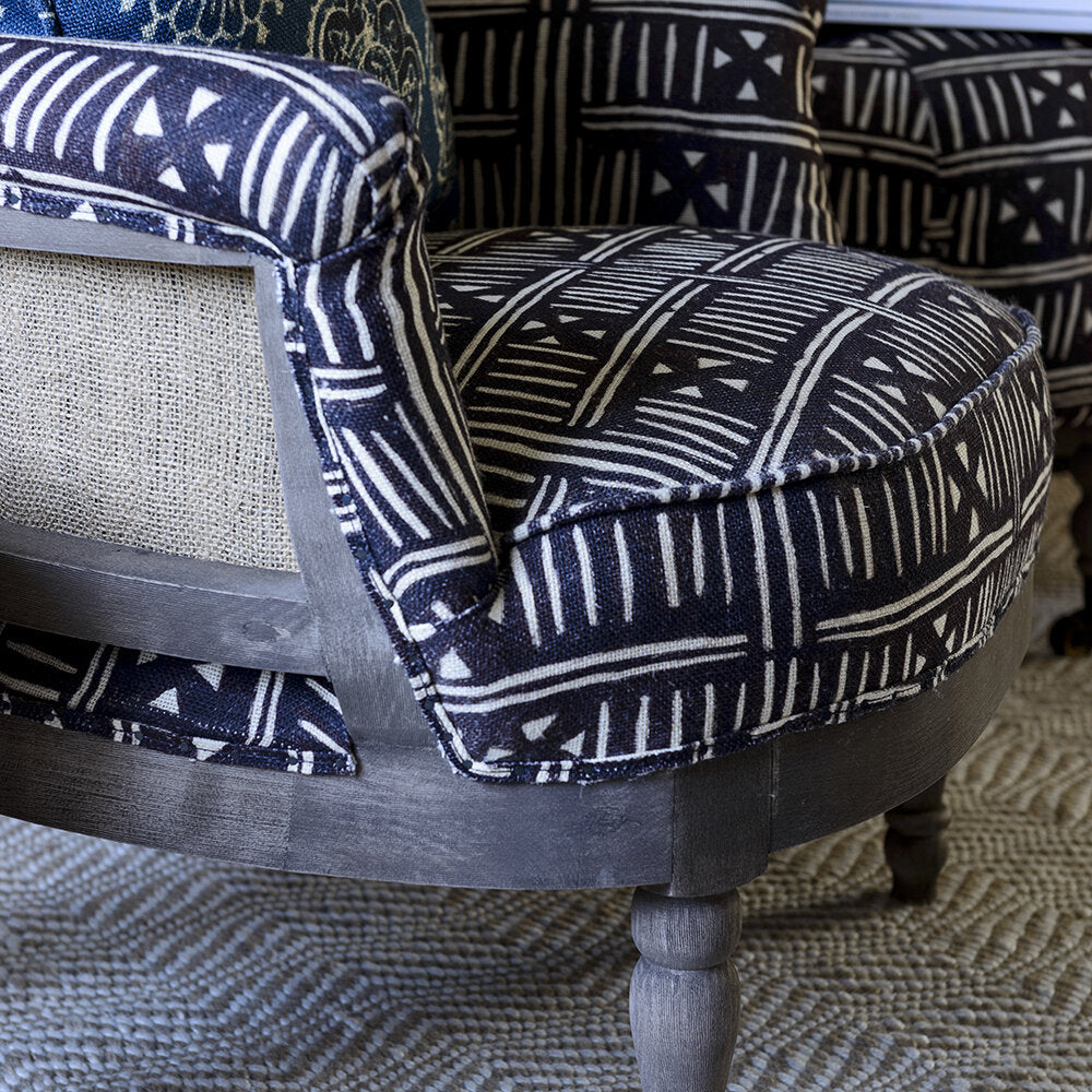 Louis Deconstructed Armchair - Bogolanfini Linen