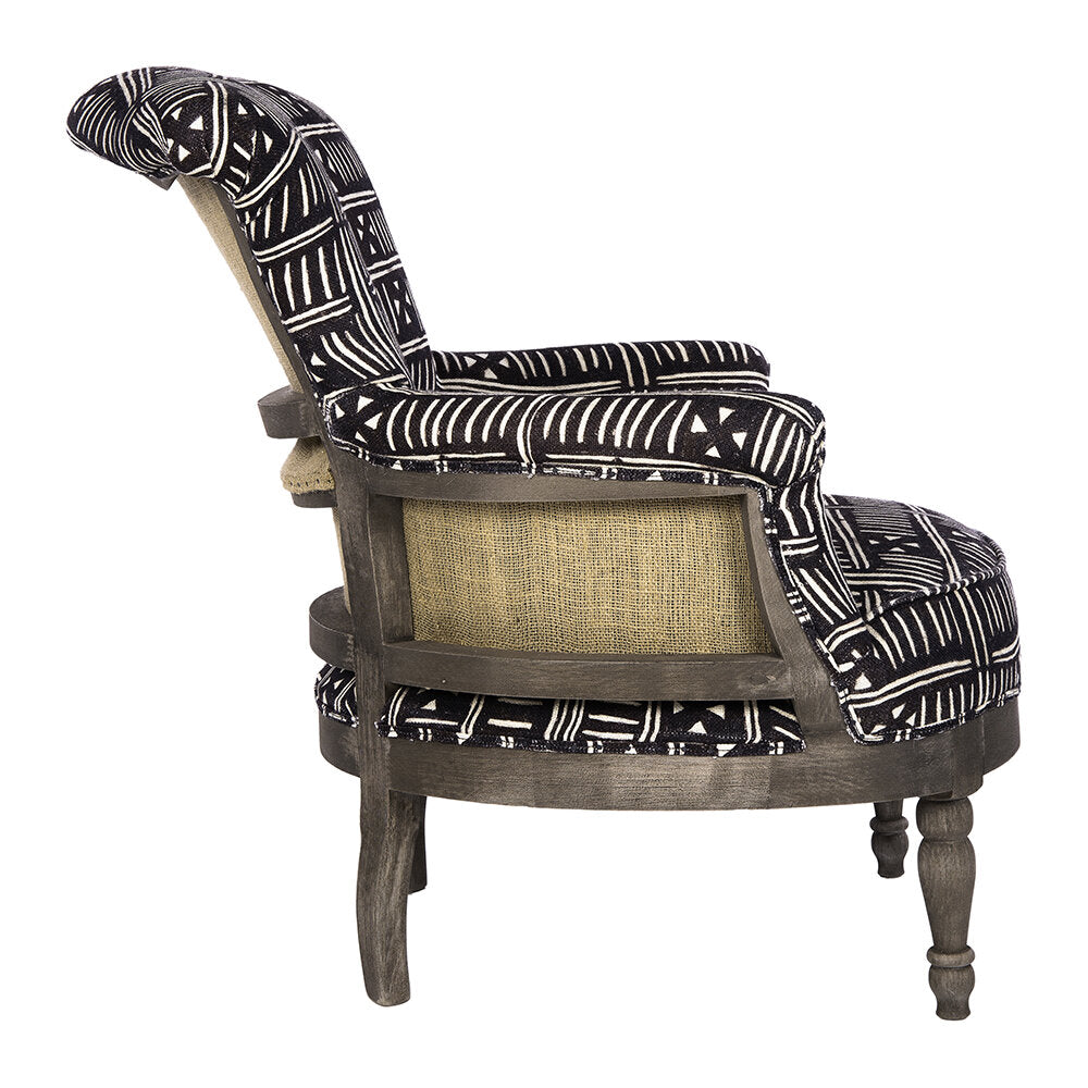 Louis Deconstructed Armchair - Bogolanfini Linen