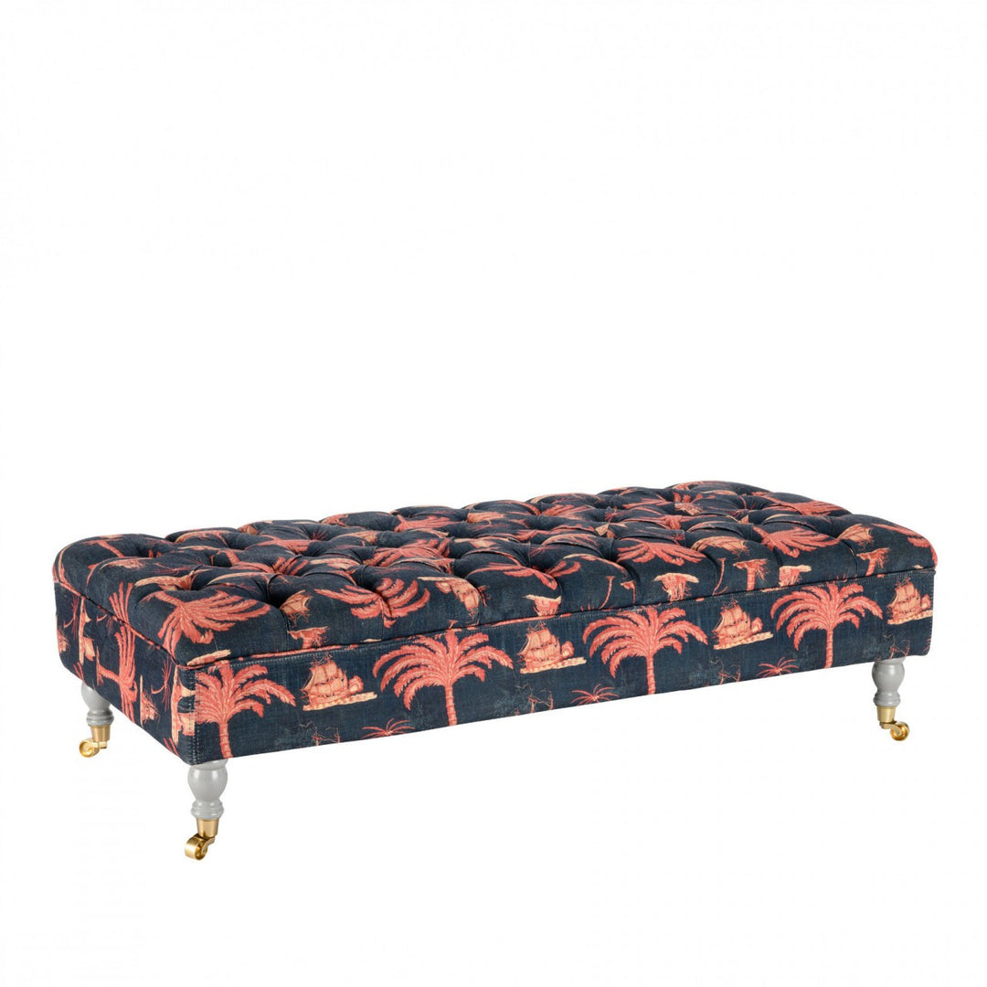 Saray Ottoman - Aegean Indigo Linen