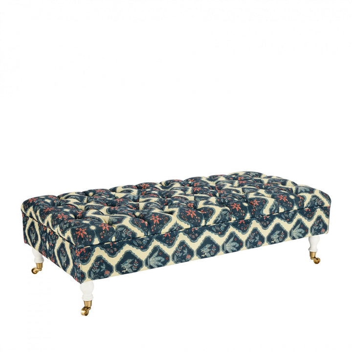 Saray Tufted Ottoman - Phoenicia Batik Linen