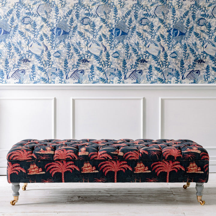 Saray Ottoman - Aegean Indigo Linen