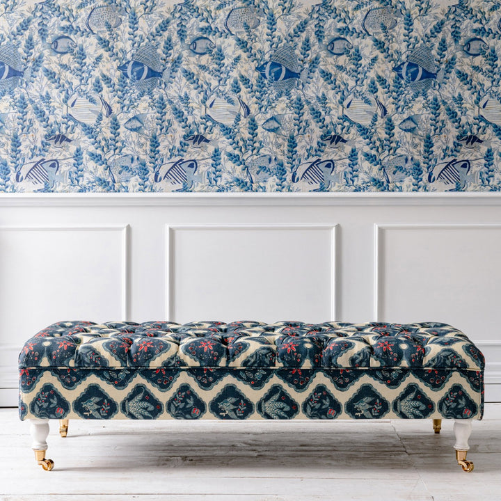 Saray Tufted Ottoman - Phoenicia Batik Linen