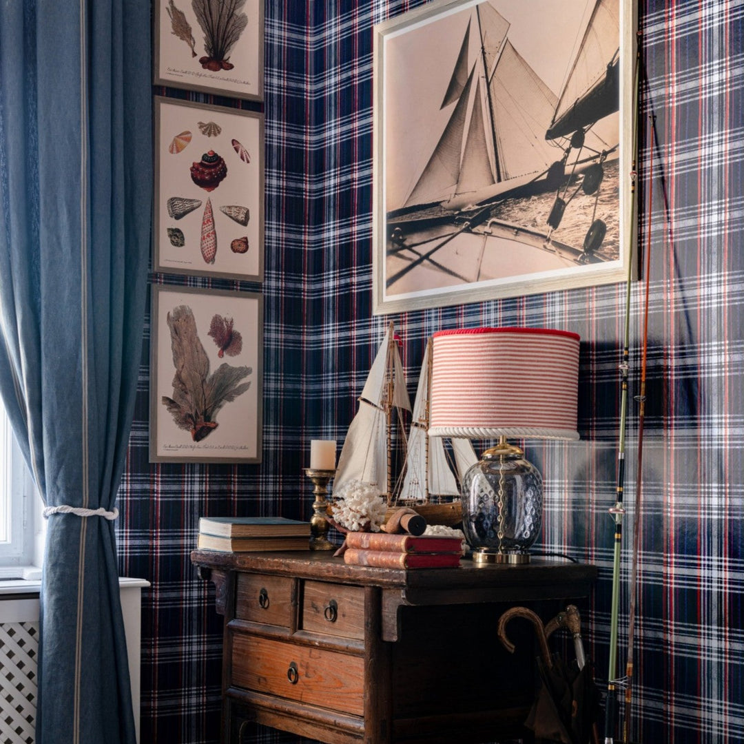 Seaport Plaid Cream Wallpaper