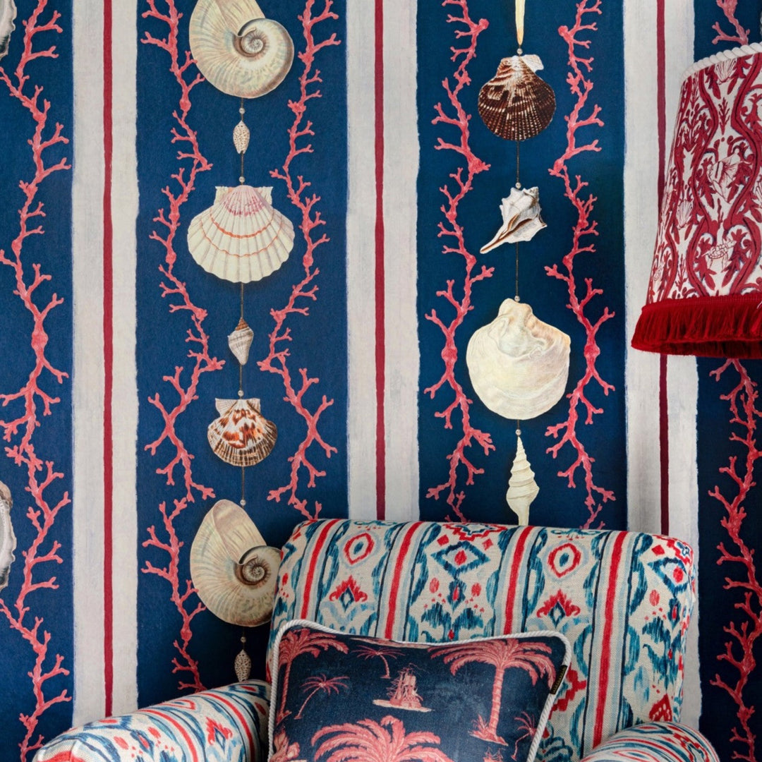 Coquillage Indigo Wallpaper