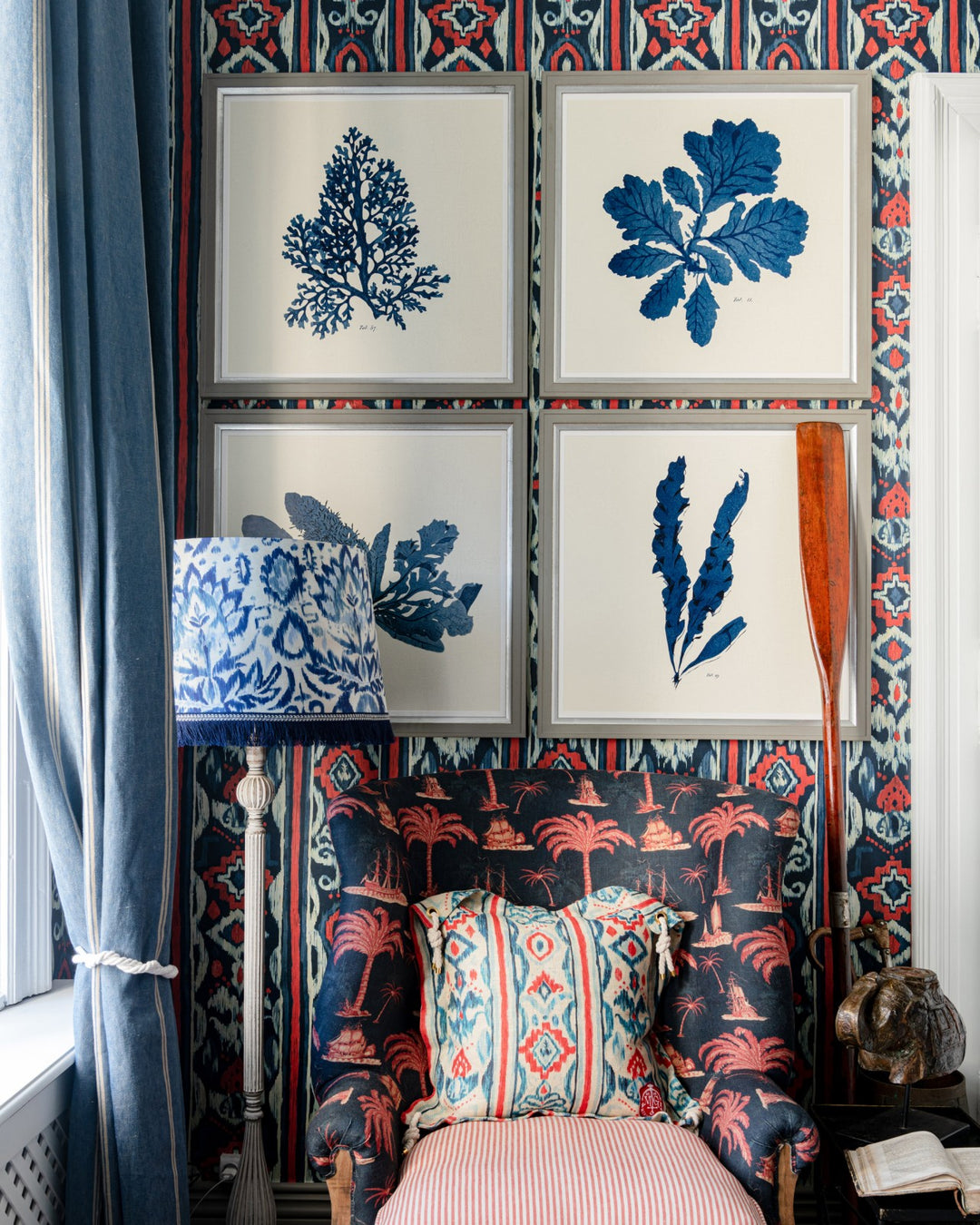 Seaweed Indigo Framed Art