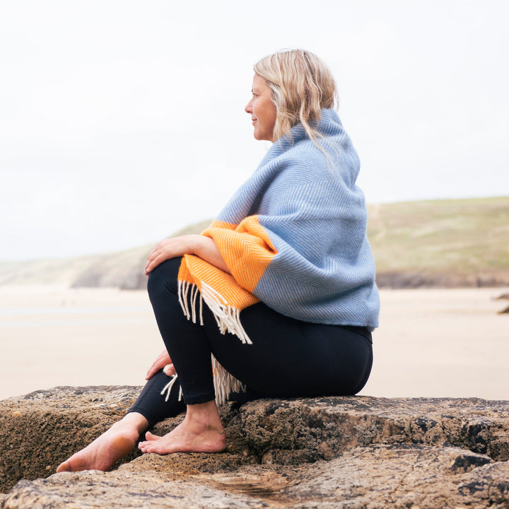Orange Sunrise Wool Blanket