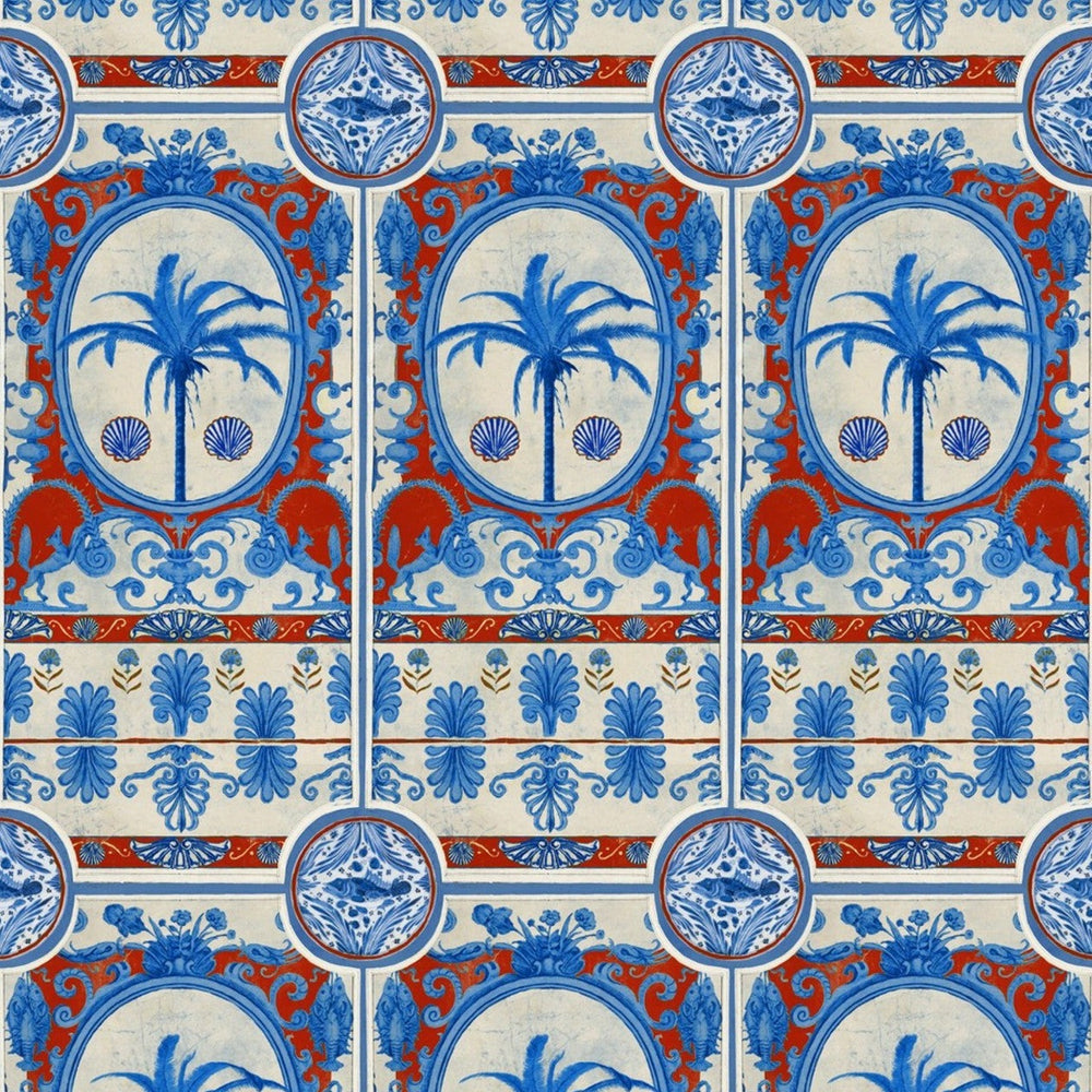 The Villa Red Mural Wallpaper