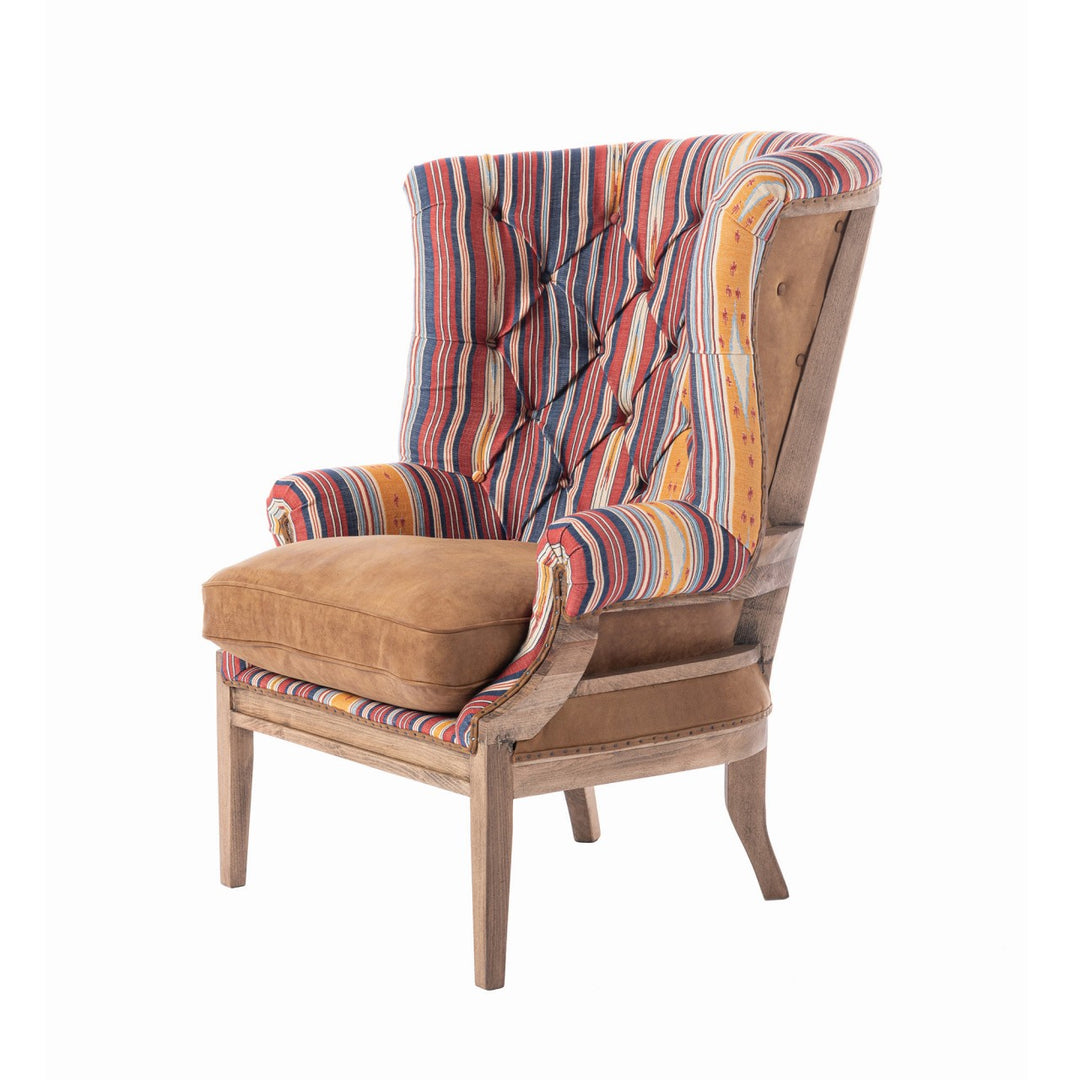 William Deconstructed Wingback Chair - Neyshabour & Leather