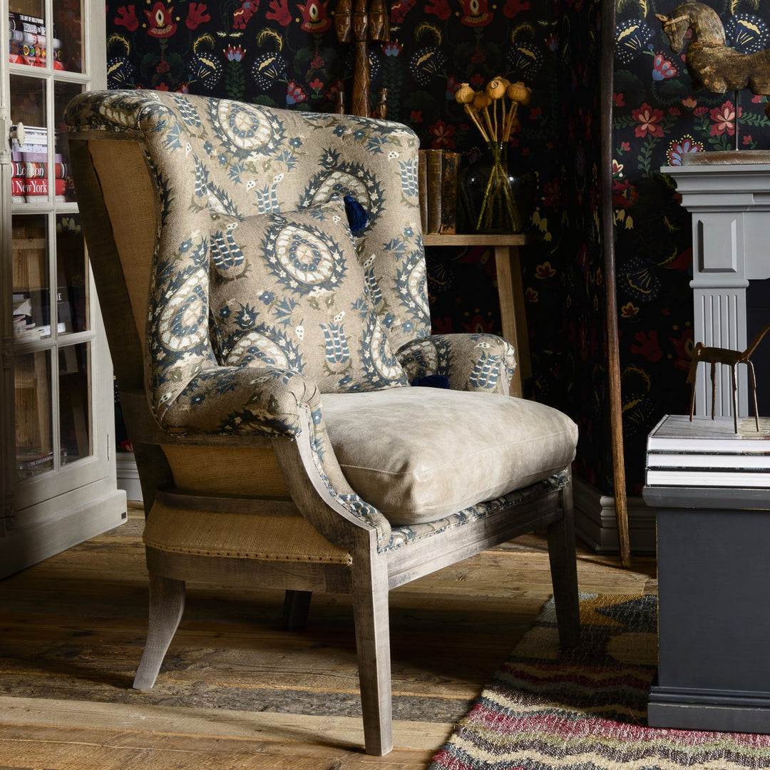 William Deconstructed Wingback Chair - Dapple Grey Linen